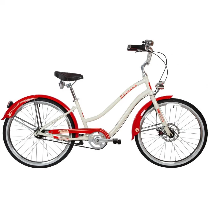 Дорожный велосипед STINGER CRUISER LADY 7SP бело-красный с рамой 16" 26AHD.CRUIS7SL.16BG1